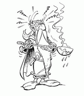 coloriage panoramix le druide en colere